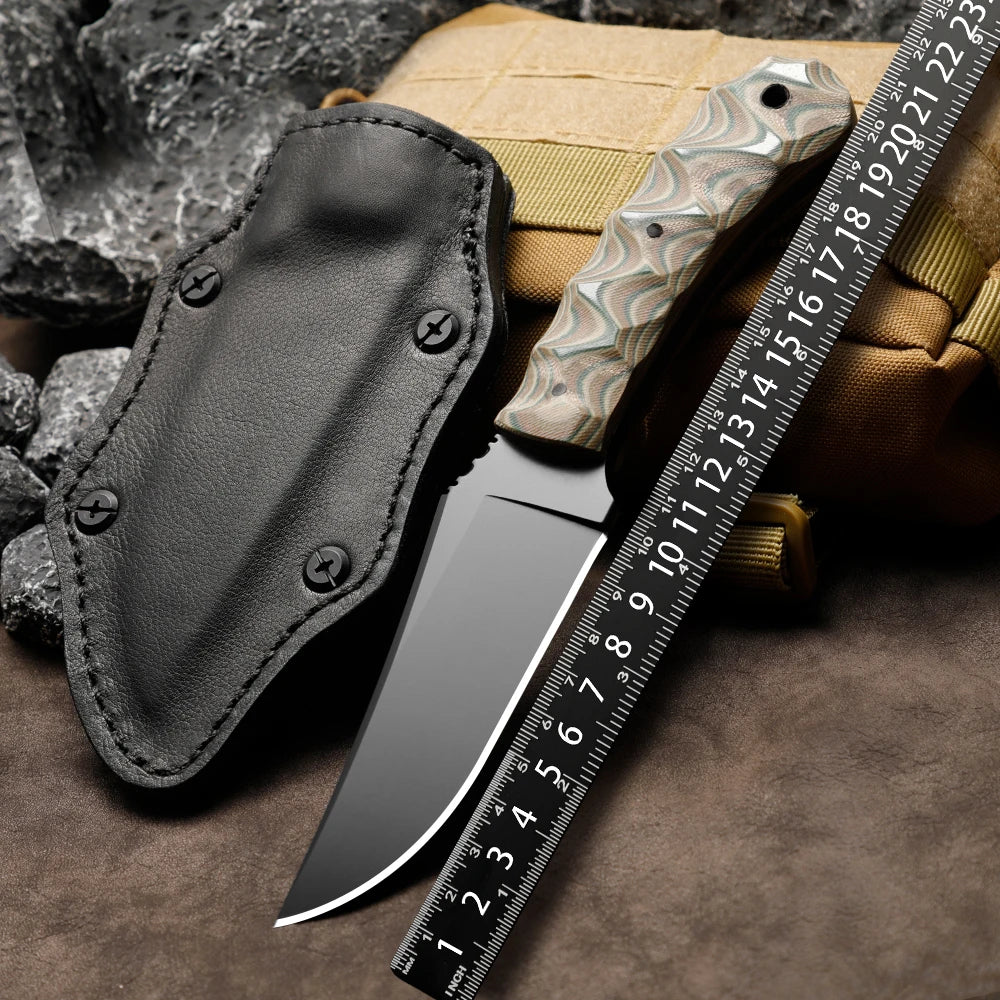 HUANGFU Fixed Blade Camping Knife – Stainless Steel & Sheath Fixed Blade Knife Qst