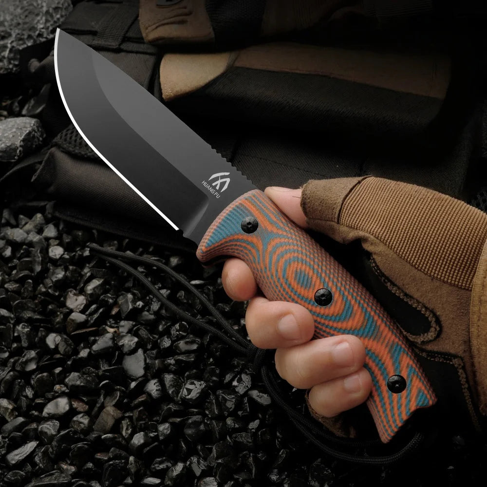 HUANGFU HF035 Outdoor Fixed Blade Knife with Sheath Fixed Blade Knife Qst