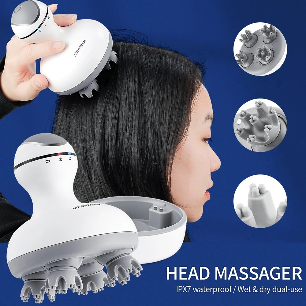 Wireless Electric Scalp Massager – 3D Kneading, Waterproof Electric Scalp Massager Qst