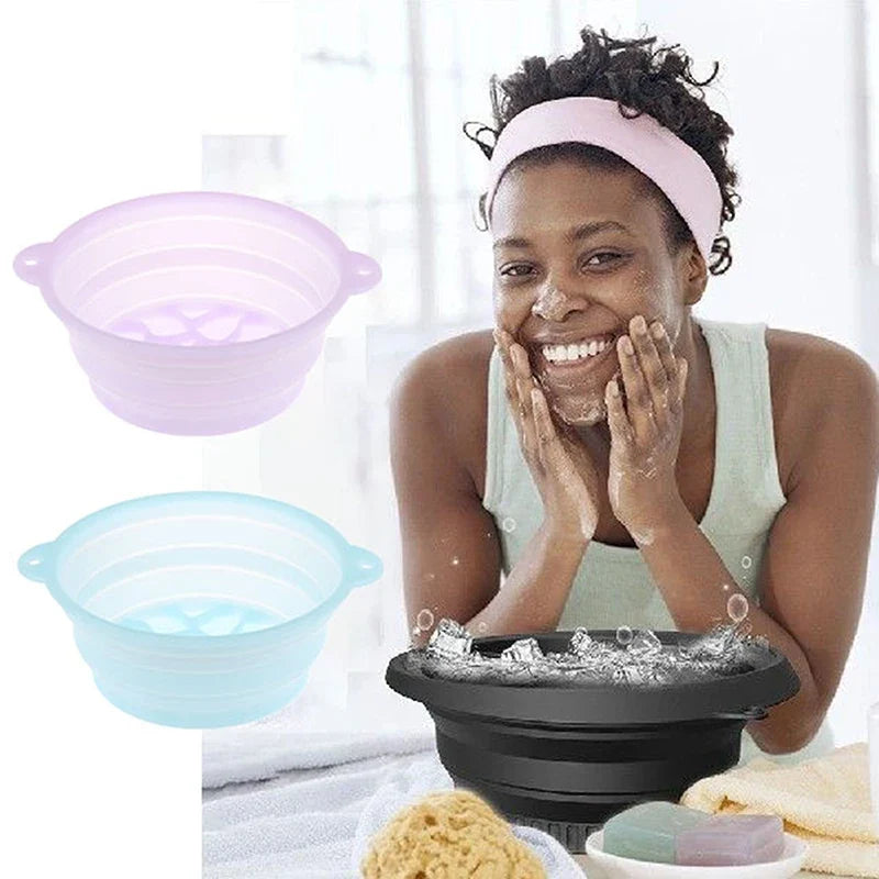 Foldable Silicone Face Ice Bath Bowl – Portable Facial Basin Facial Plunge Basin Qme