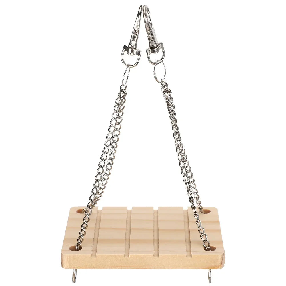 Wooden Hamster Swing Hammock Hanging Cage Toy | Small Pet Bed Small Pet Cage Toy Qme