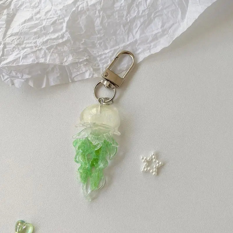Y2K Jelly Jellyfish Charm Keychain Beaded Phone Pendant Charm Keychain Qme A15