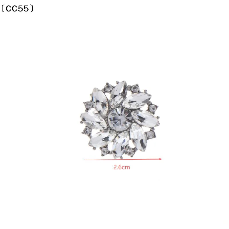 Rhinestone Flower Metal Buttons – Sparkling Decorative 2/4 Pcs Decorative Sewing Buttons Qst