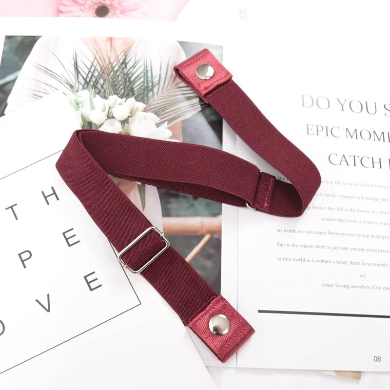 Women's Buckle-Free Elastic Invisible Belt – 29 Colors Elastic Invisible Belt Qme Burgundy 60-95cm China Mainland