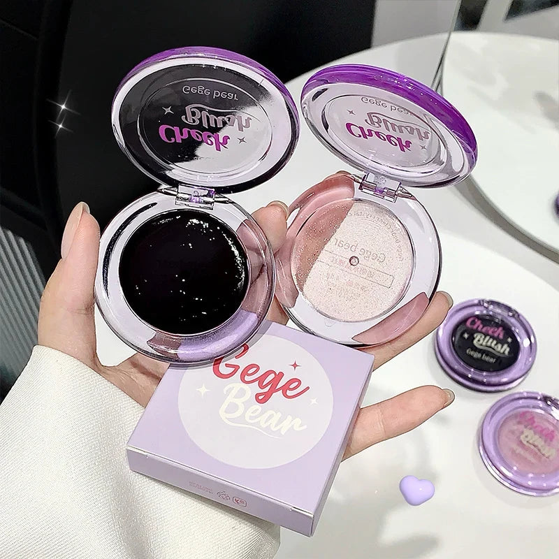 Color-Changing Crystal Highlight Blush Cream | Long-Lasting Shimmer Blush Highlight Cream Qme