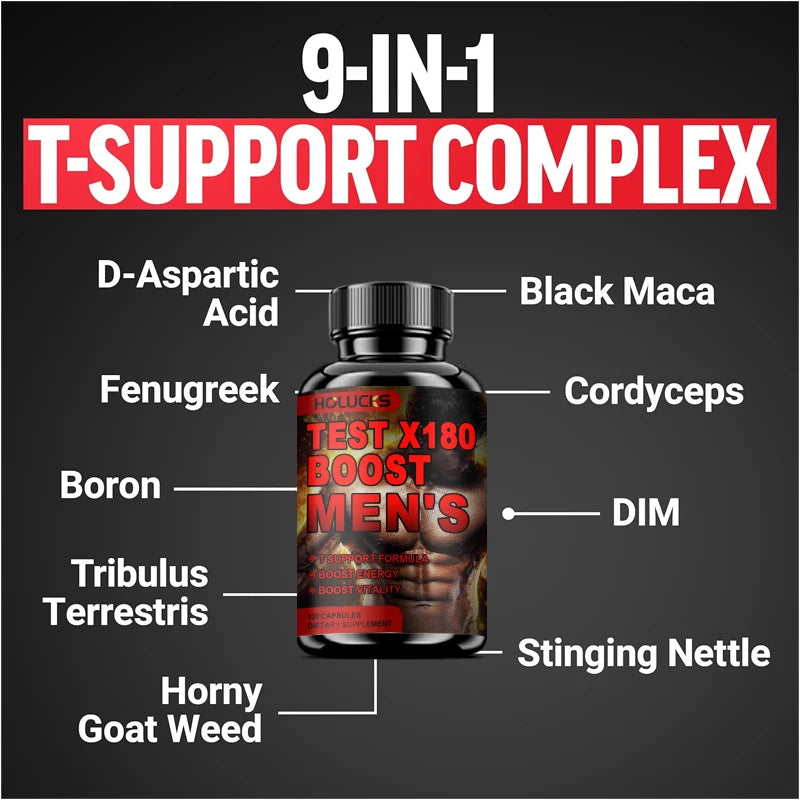 Test X180 Boost Men's Supplement – Cordyceps, Boron & Fenugreek Men's Vitality Supplement Qst