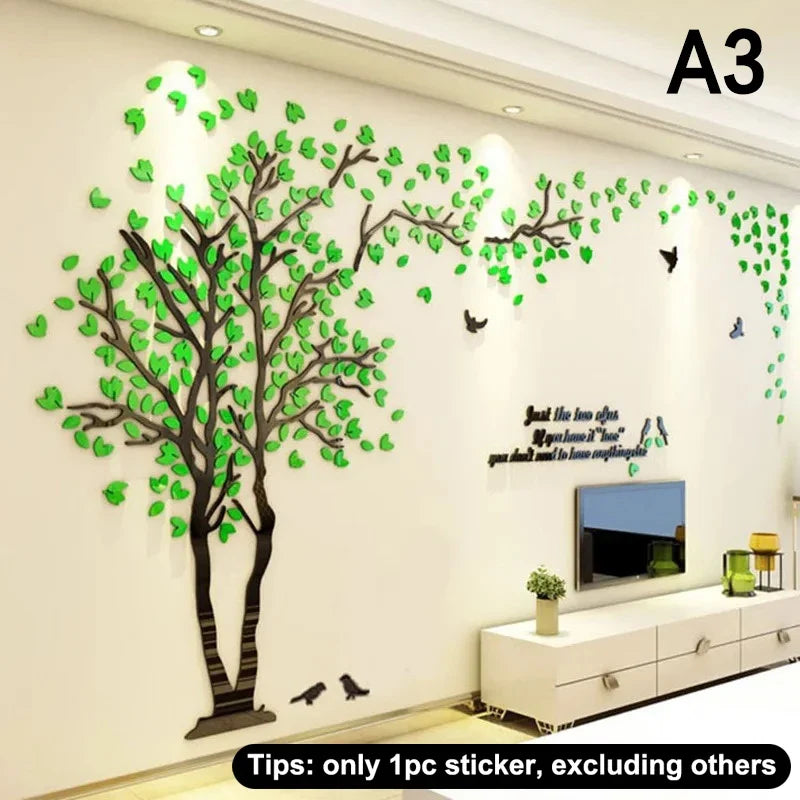 3D Acrylic Tree Wall Decal Stickers – Self-Adhesive Home Decor Wall Decal Stickers Qme A3