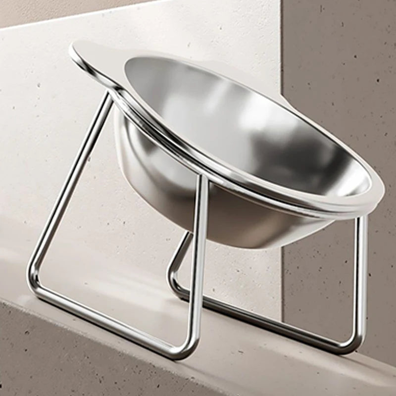 15° Elevated Tilted Cat Bowl – 304 Stainless Steel Pet Dish Elevated Pet Bowl Qst
