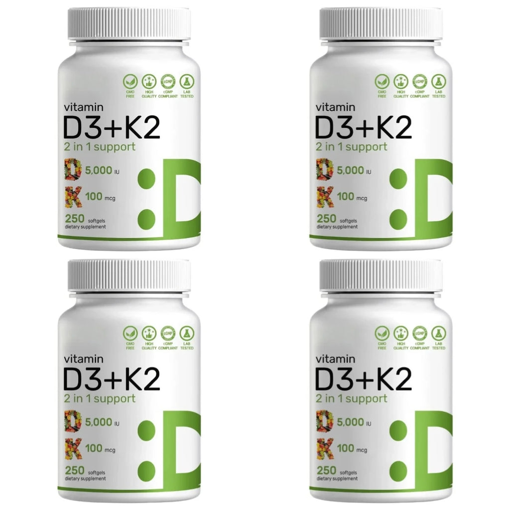 Vitamin D3+K2 Softgels 2-in-1 Non-GMO Complex – 250 Count Vitamin Supplement Qst 4botlles 1000capsule