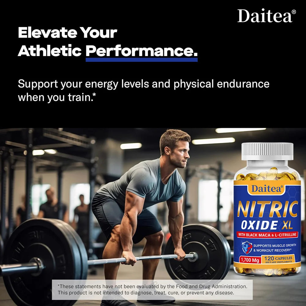 Nitric Oxide Capsules for Men – Maca Root Extract Formula Men's Health Supplement Qst