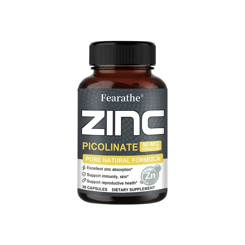 Zinc 50mg High Potency Zinc Picolinate Supplement | Fearathe Zinc Supplement Qst 30 count-1 bottle