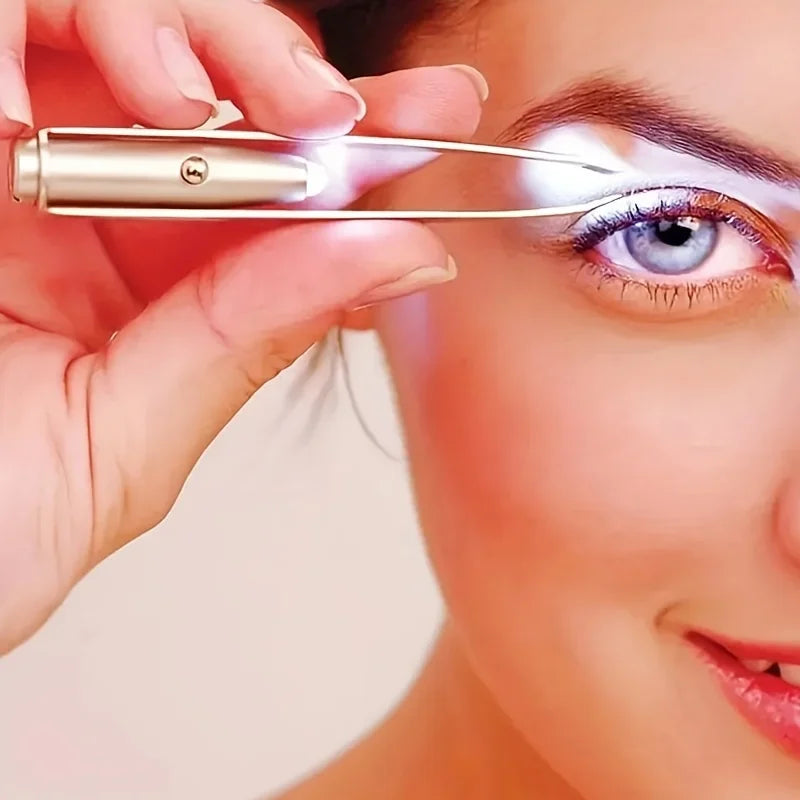 LED Light Precision Brow Tweezers | Portable Makeup Tool LED Brow Tweezers Qme