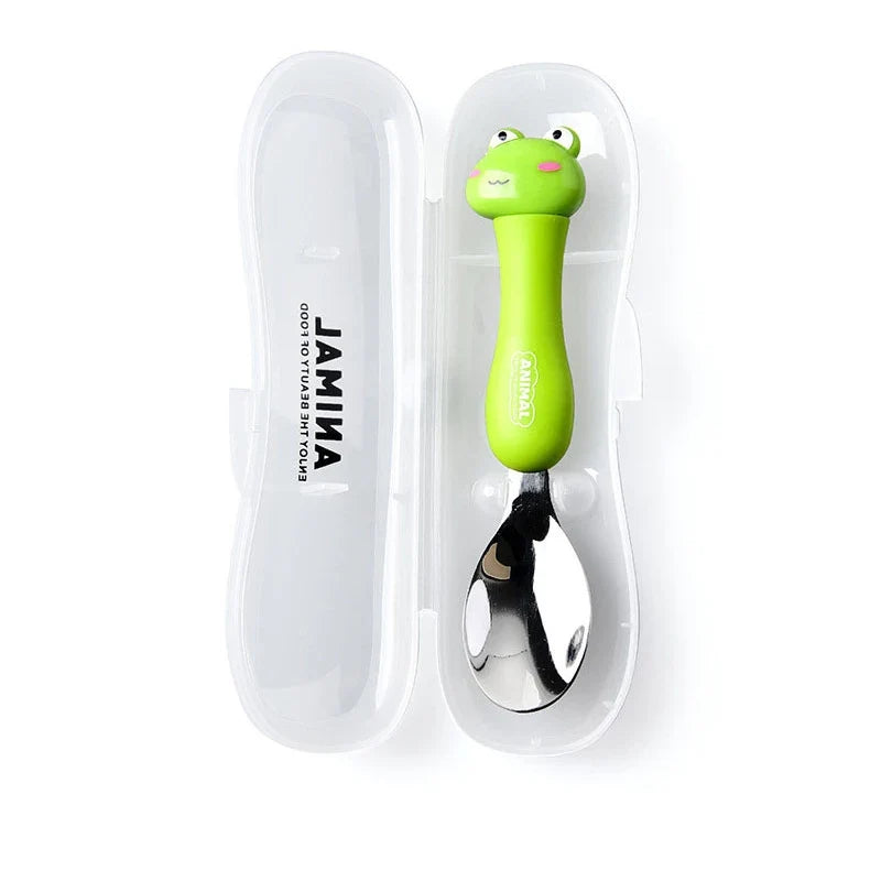 Cartoon Animal Kids Cutlery Set – Spoon & Fork for Toddlers Kids Cutlery Set Qme Frog Only Spoon