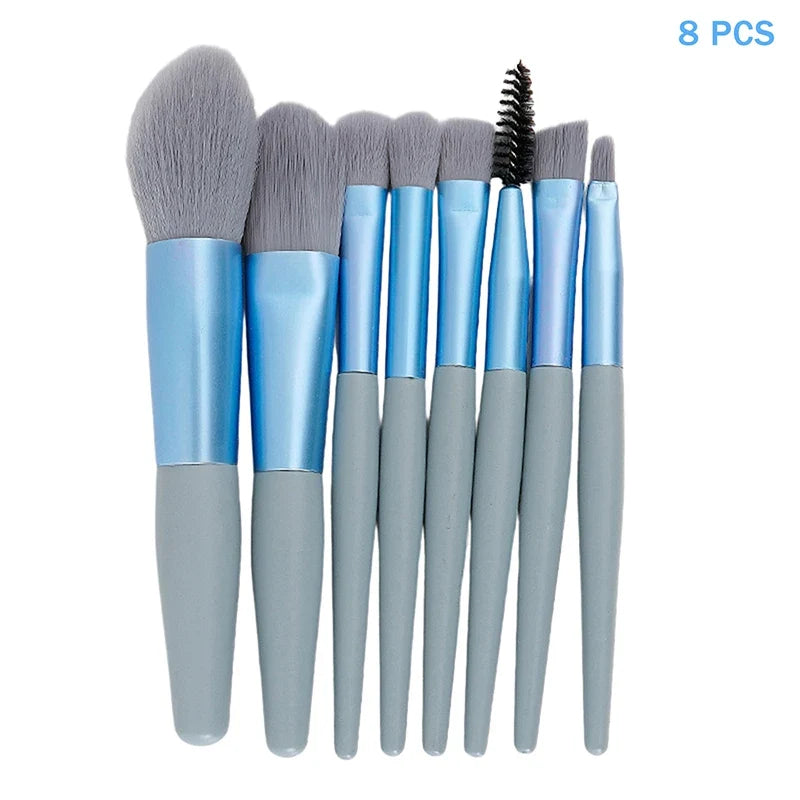 8-Piece Pro Makeup Brush Set – Kabuki, Eyeshadow & Foundation Makeup Brush Set Qme A11