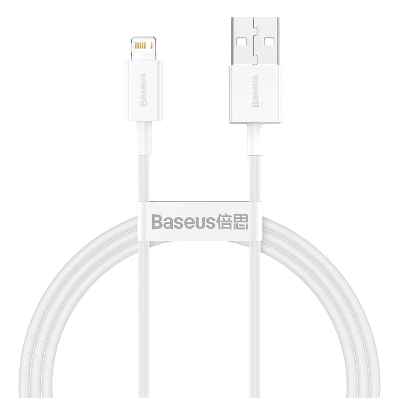 Baseus USB Lightning Cable – Fast Charger for iPhone & iPad USB Charging Cable Qst White 1m