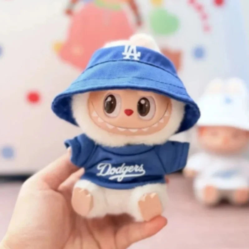 Labubu 15/17cm Doll Outfit Set – Baseball, Sweater & Skirt Doll Clothing Set Qst 13-Blue NO Doll