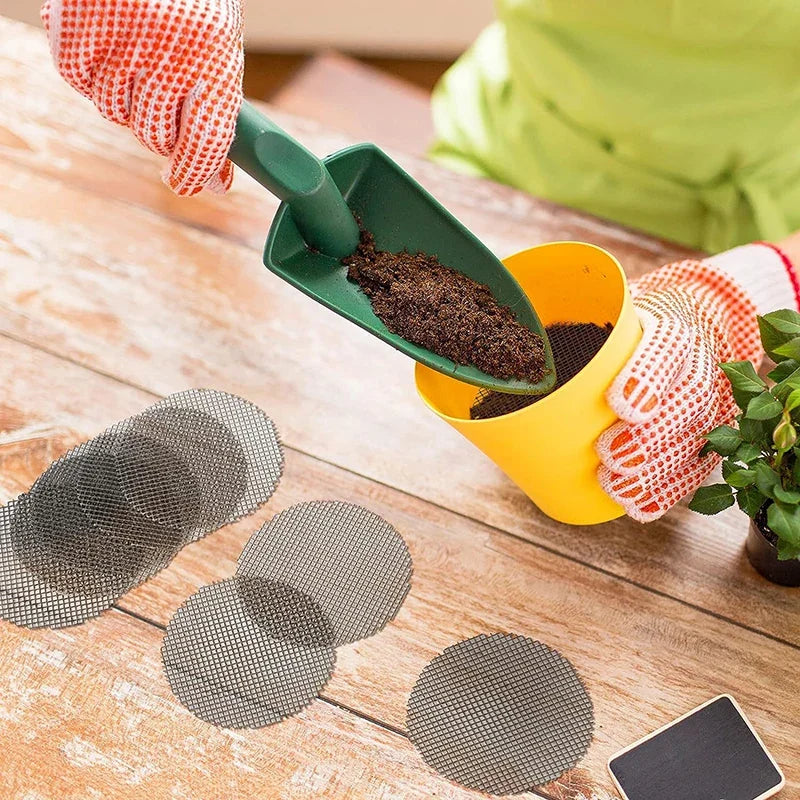 Pot Drainage Hole Mesh Pads – Bonsai & Planter Soil Screens Drainage Mesh Pads Qme