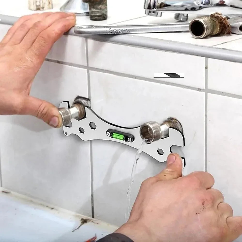 Shower Faucet Wrench with Spirit Level | Stainless Steel Tool Plumbing Wrench Qme