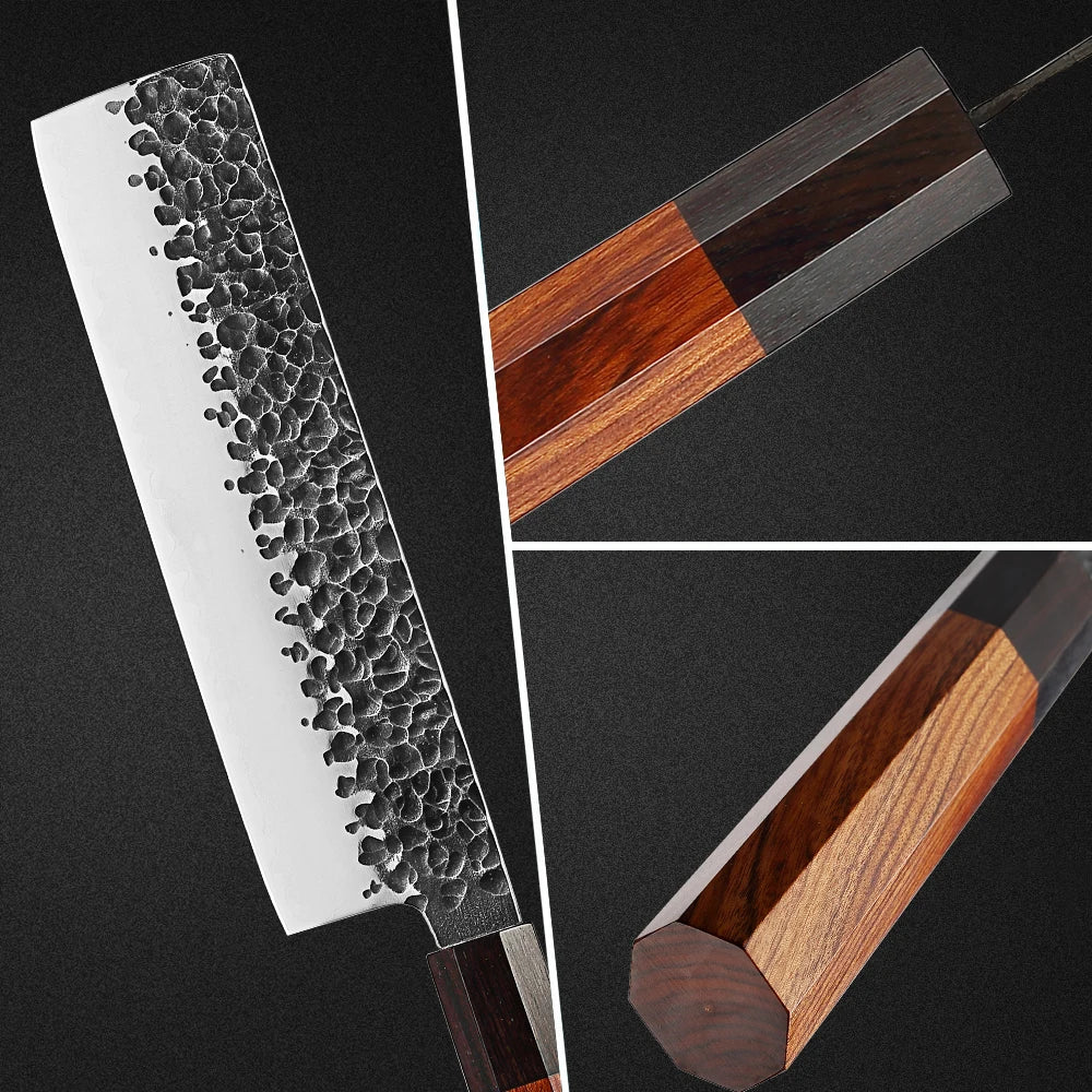 7-Inch Nakiri Knife – Japanese High Carbon Steel Chef Knife Nakiri Chef Knife Qst