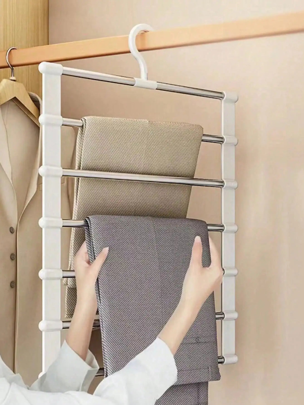 Multi-Layer Pants Hanger – Non-Slip Space-Saving Organizer Clothing Hanger Organizer Qme