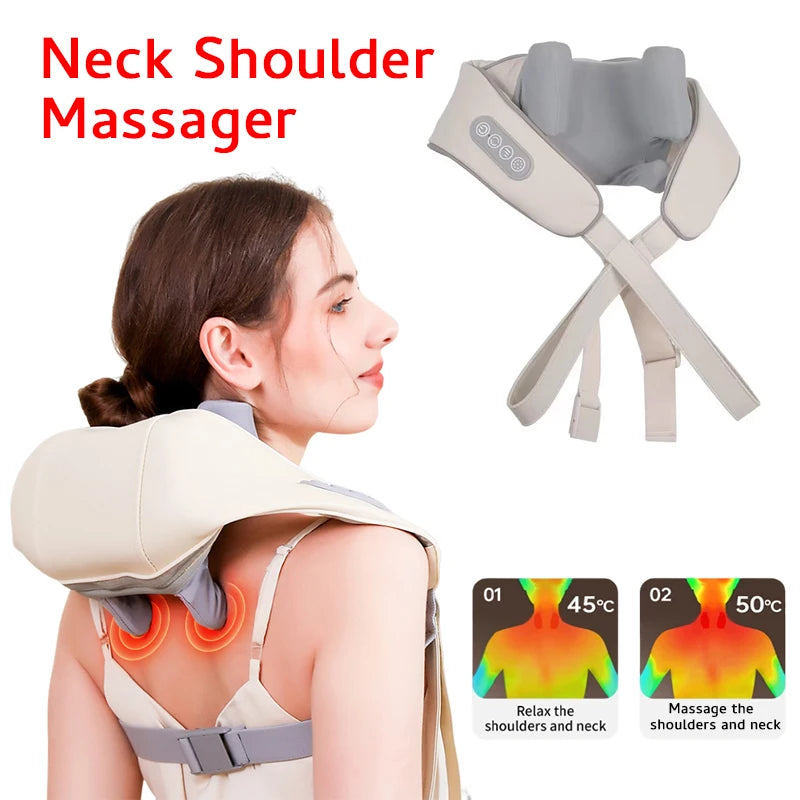 Shiatsu Neck & Shoulder Massager with LED Red Light | PAQIN Neck Shoulder Massager Qst