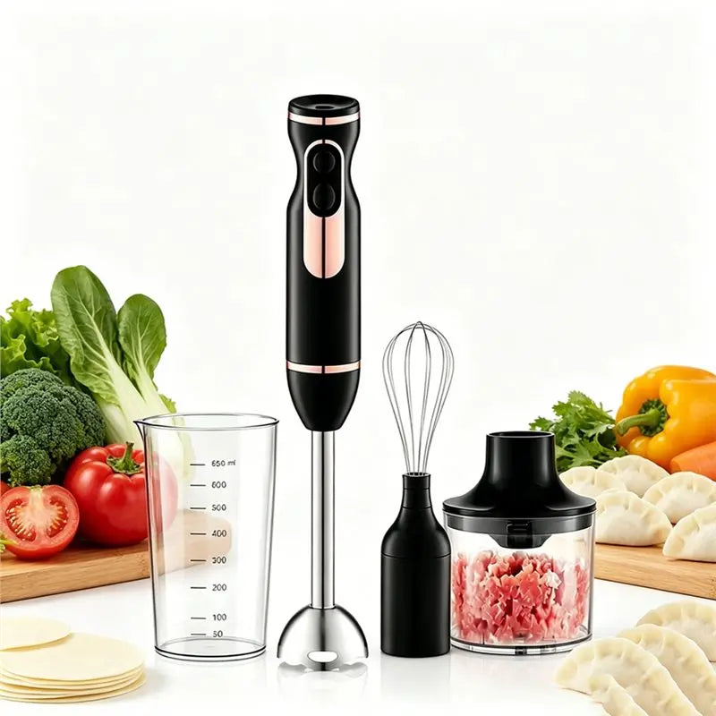 4-in-1 Immersion Blender 400W – Stick Mixer, Whisk & Chopper Immersion Blender Qst
