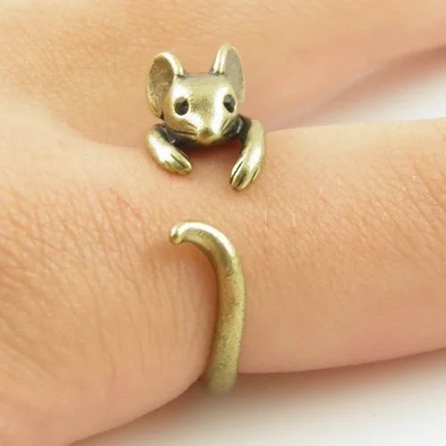 Vintage Cartoon Mouse Finger Ring – Antique Silver Gothic Gothic Finger Ring Qme resizable jin shu