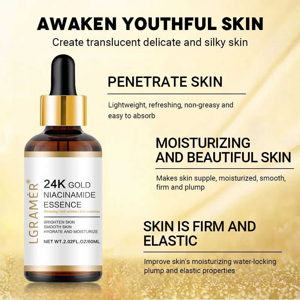 24K Gold Hyaluronic Acid Facial Serum – Nicotinamide & Collagen Facial Serum Qst