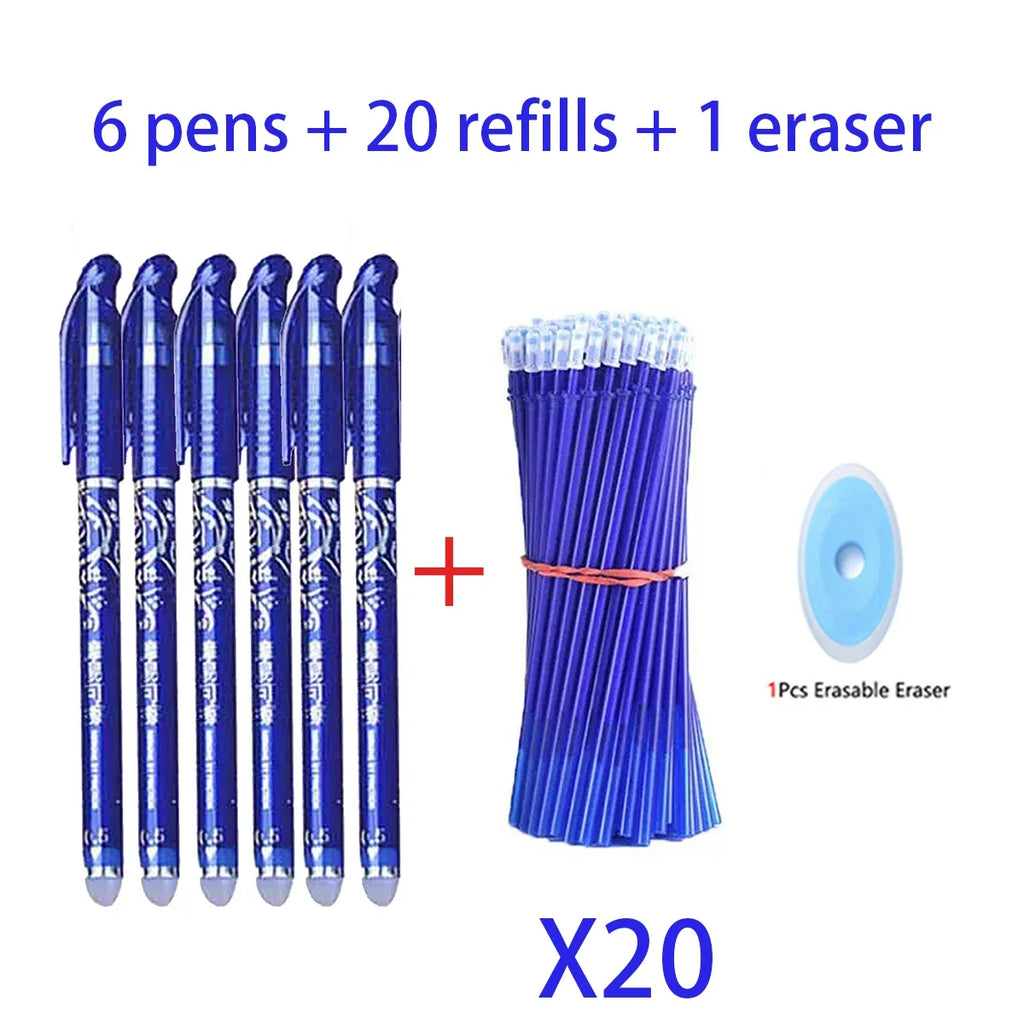 Kawaii Erasable Gel Pen Refills | Fine Point 0.5mm Blue Ink Erasable Gel Pen Refills Qme blue 27 pcs set