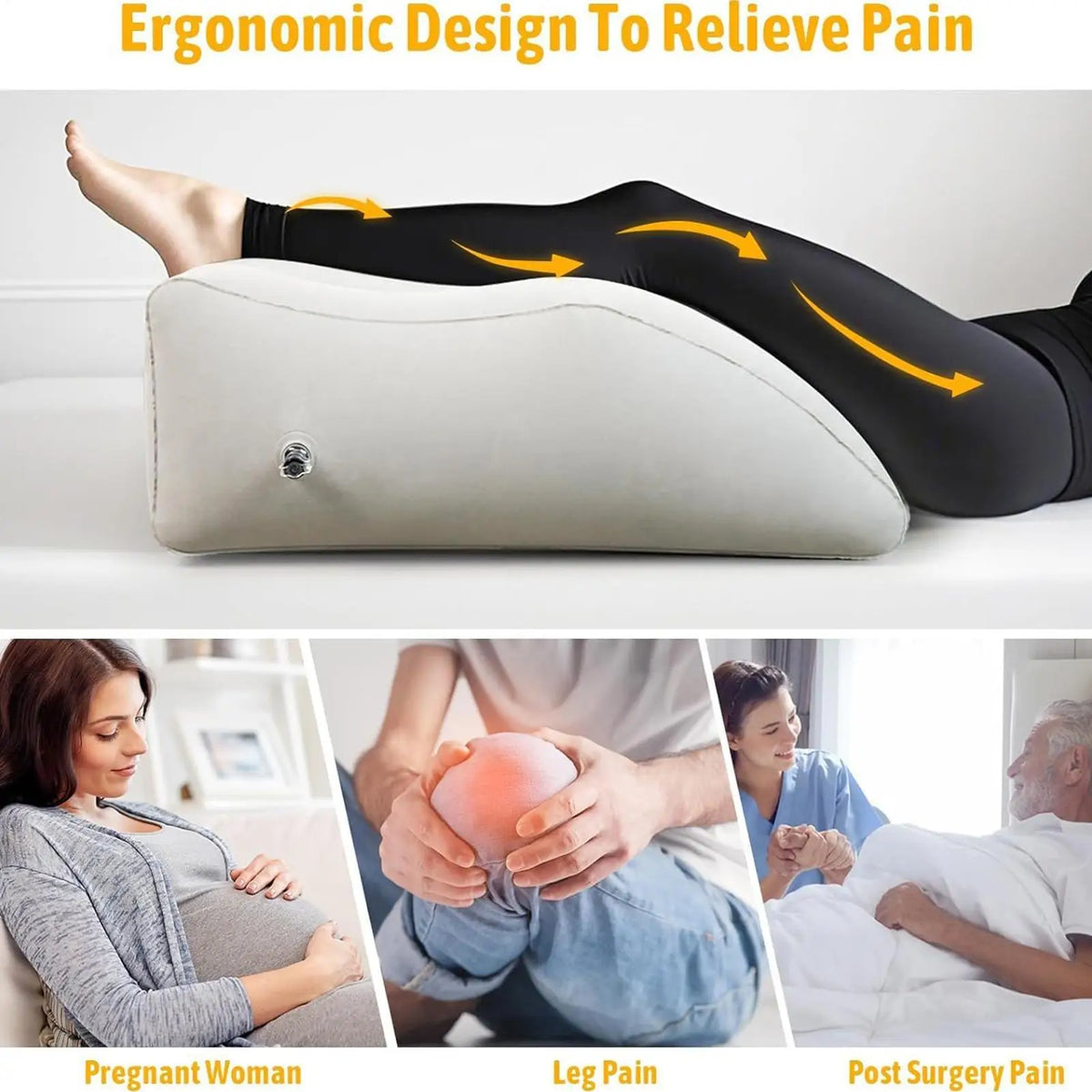 Inflatable Leg Wedge Pillow with Storage – Foot Elevation Inflatable Wedge Pillow Qme