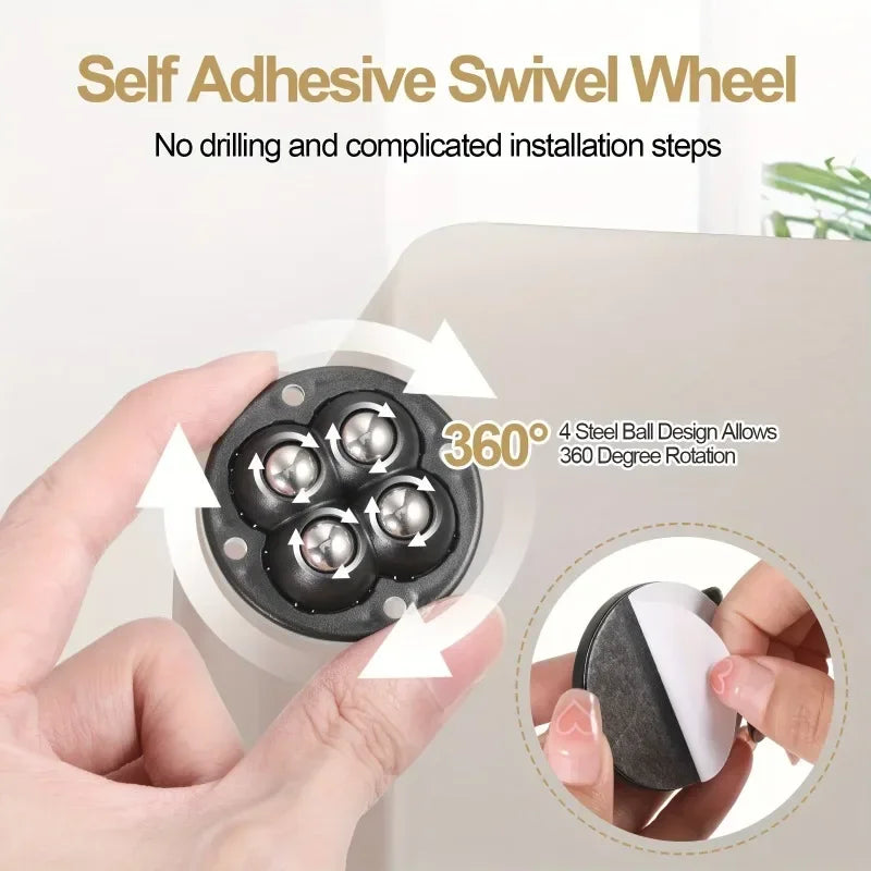 Self-Adhesive Mini Swivel Casters 360° Universal Wheels 24pk Swivel Caster Wheels Qme