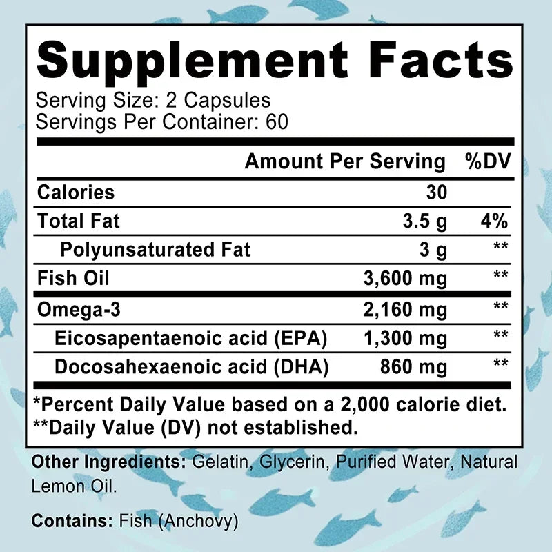 Xemenry Omega-3 Fish Oil 3600mg – EPA DHA Supplement Fish Oil Supplement Qst
