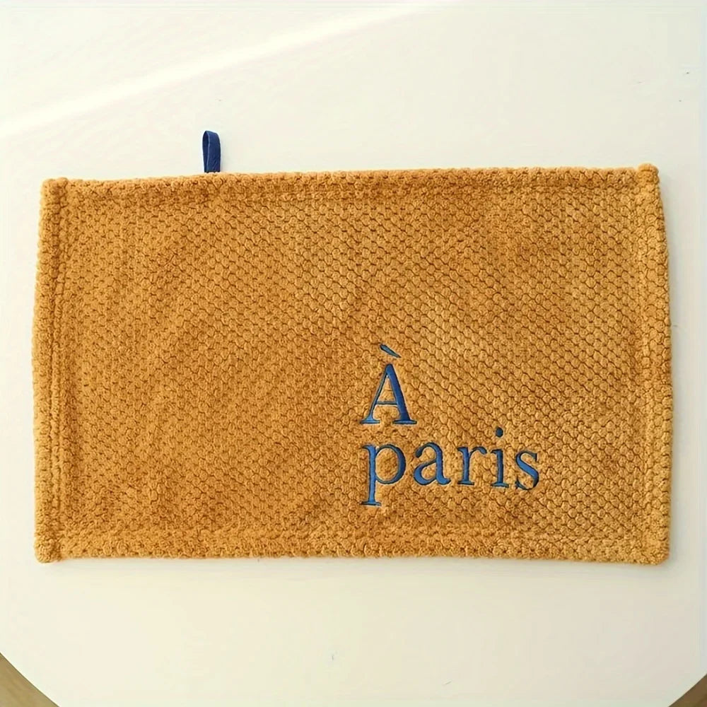 Minimalist Embroidered Letter Square Hand Towel – Soft & Absorbent Embroidered Hand Towel Qme Blue