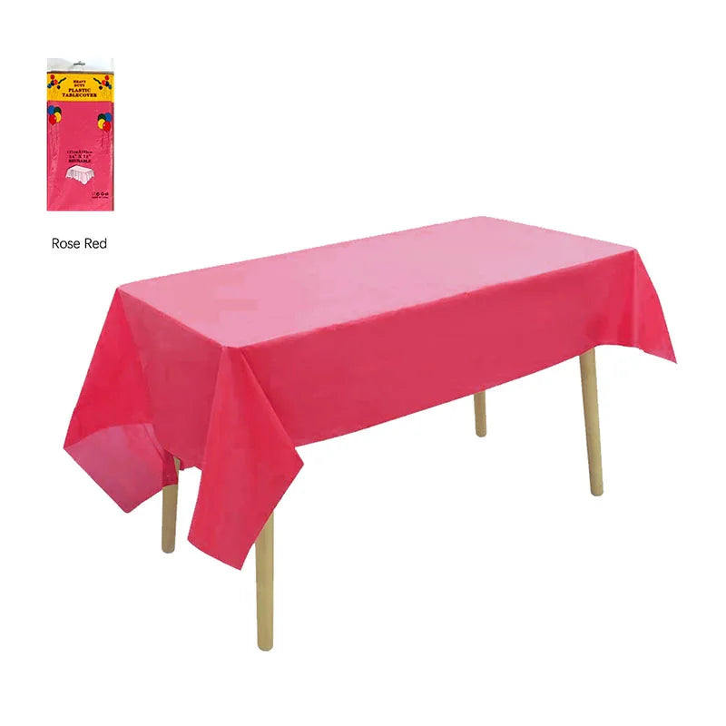 Disposable Waterproof Tablecloths – PE Party & Camping Cover Disposable Tablecloth Qme Rose Red 2PCS 137X183cm