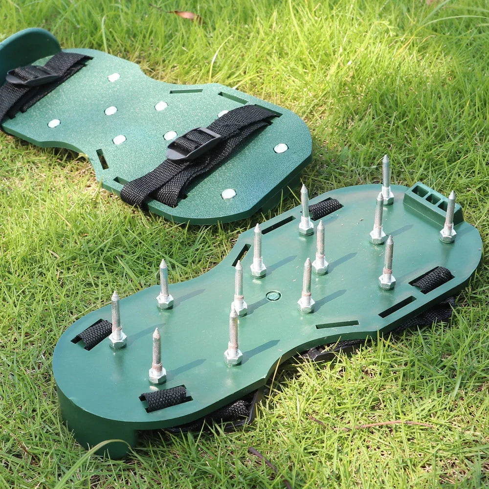 Inflatable Lawn Aerating Shoes – 4.2cm Self-Levelling Spikes Lawn Aerating Shoes Qme army green
