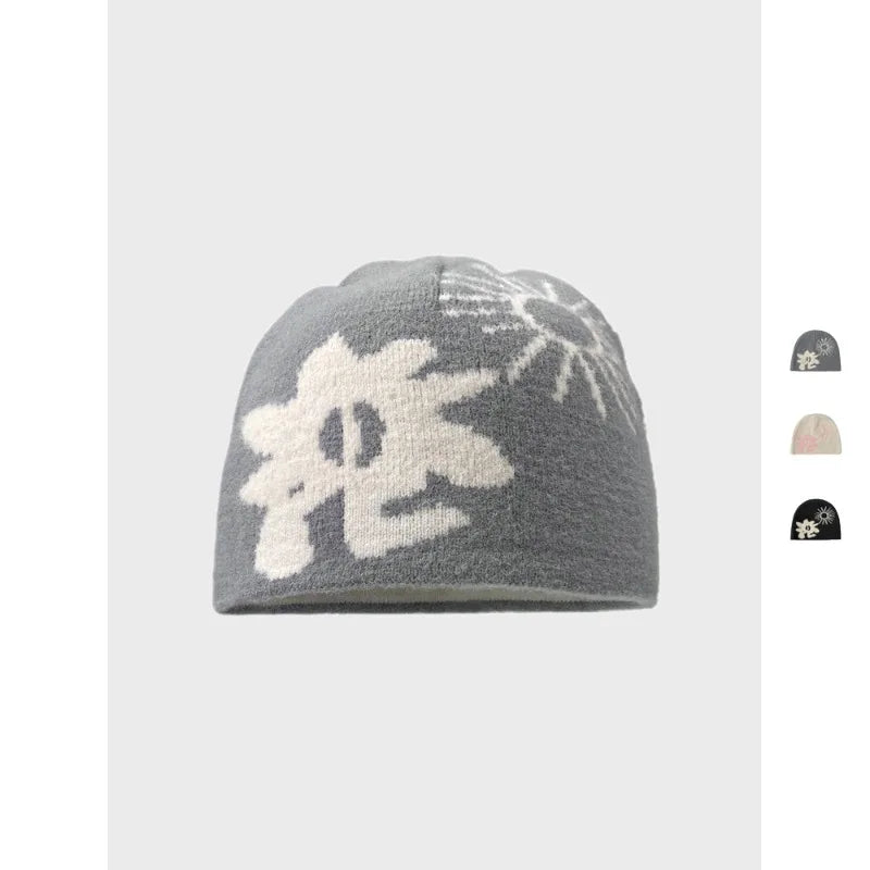 Jacquard Plush Knitted Beanie Hat – Unisex Winter Warm Cap Knitted Winter Hat Qme