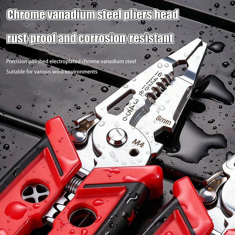 Wire Crimper Stripper Cutting Pliers | Cr-V Steel Electrician Tool Electrician Pliers Tool Qme