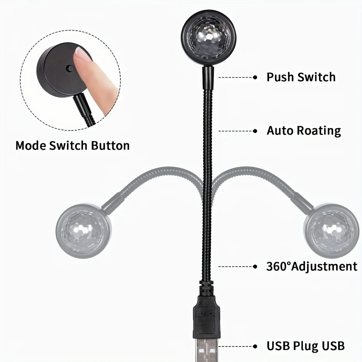 Magic Ball LED Car Interior Ceiling Light – Portable & Adjustable Car Interior Light Qme