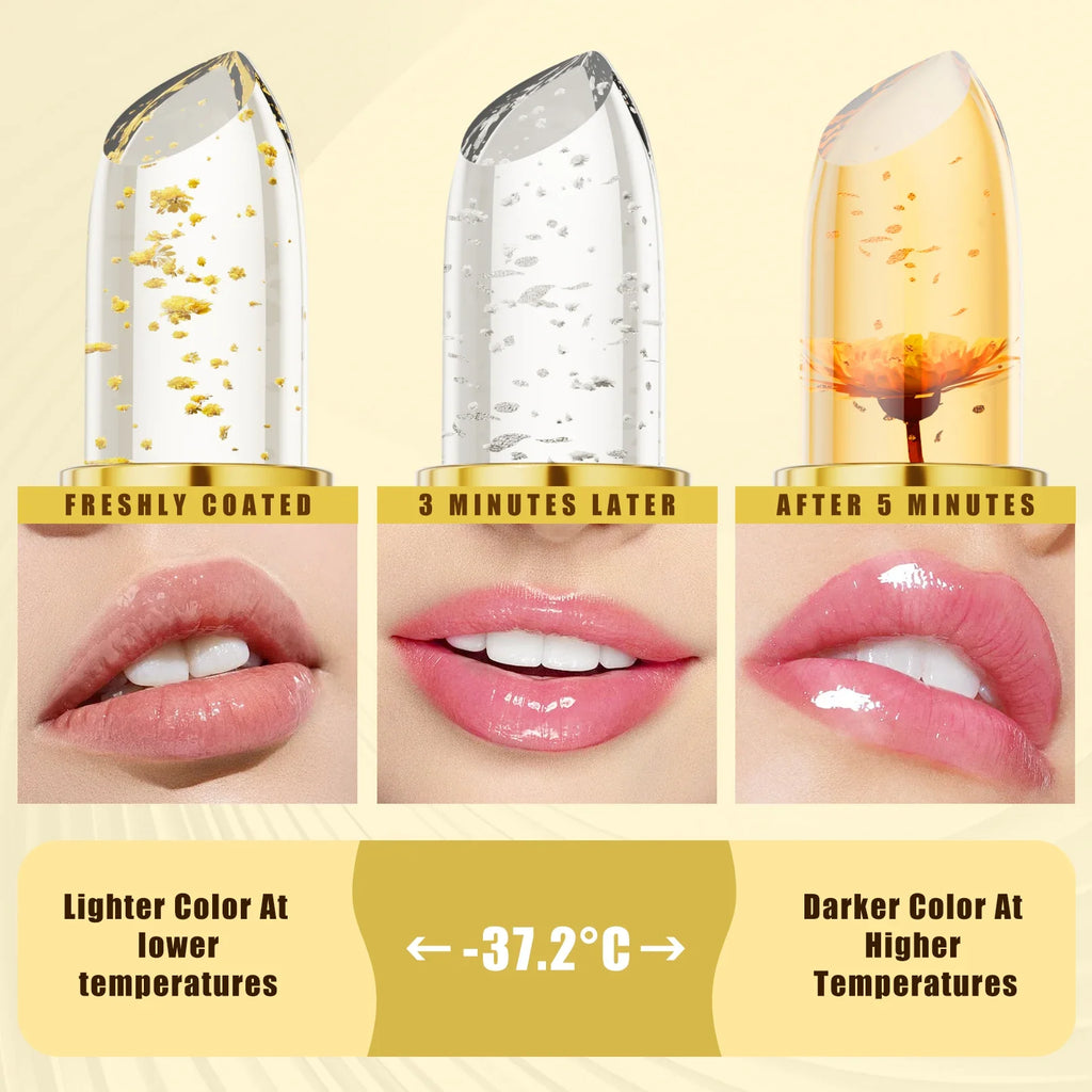 Color-Changing Flower Lipstick | Waterproof Crystal Jelly Lip Jelly Lip Balm Qme