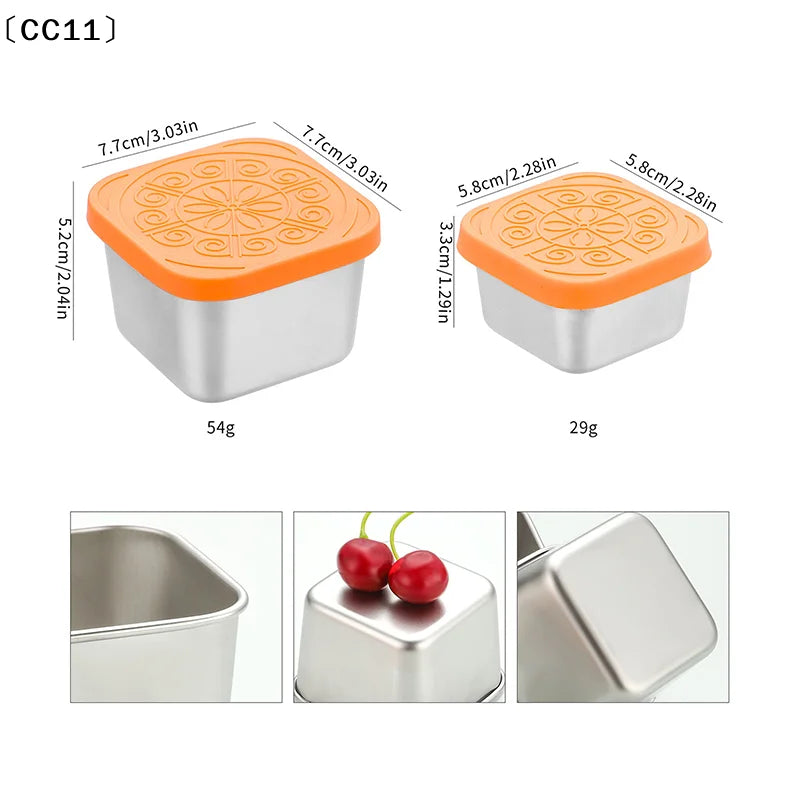 Stainless Steel Snack & Seasoning Container with Silicone Lid Food Storage Container Qme