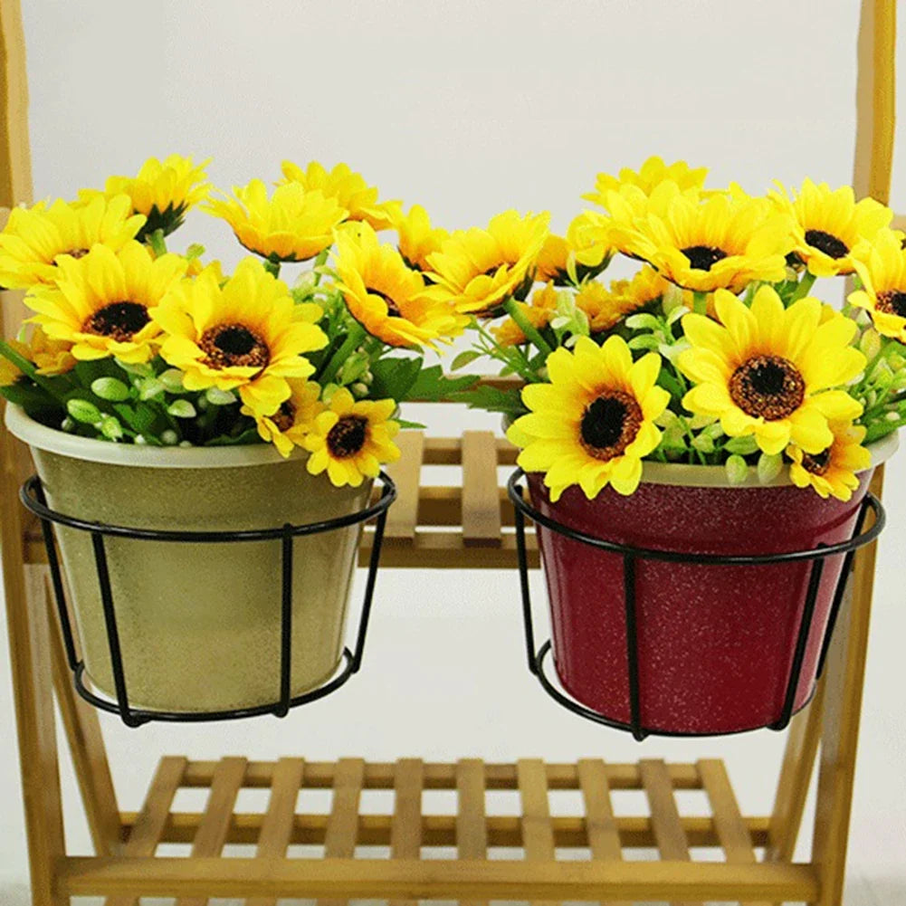 Round Metal Hanging Flower Pot Holder – Balcony Railing Planter Railing Planter Holder Qme