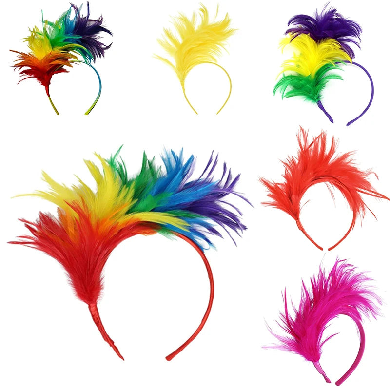 Feather Hair Band for Party, Prom & Carnival – One Size Feather Hair Band Qst