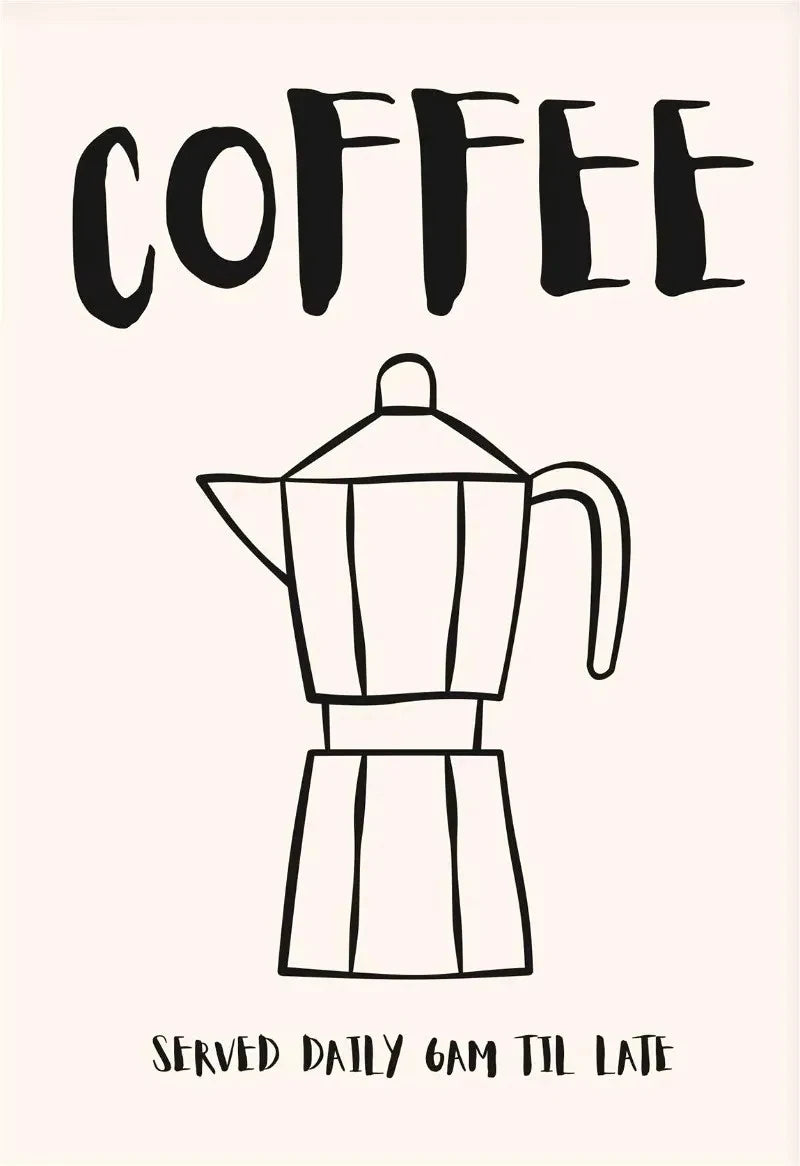 Retro Coffee Kitchen Canvas Wall Art – Mug & Croissant Poster