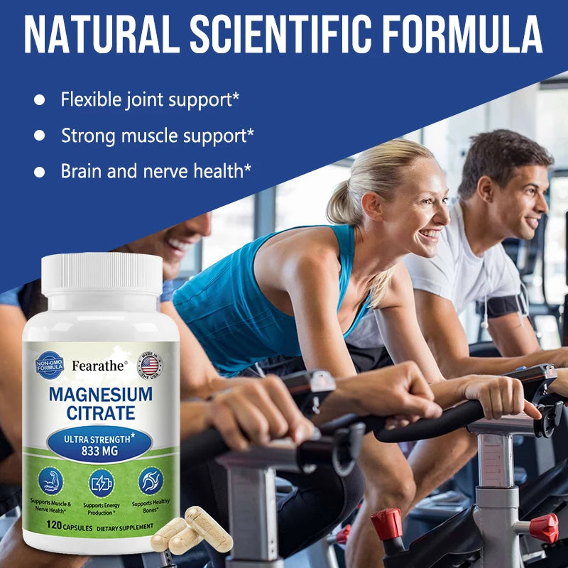 Fearathe Magnesium Citrate Capsules – Highly Absorbable Mineral Supplement Qst
