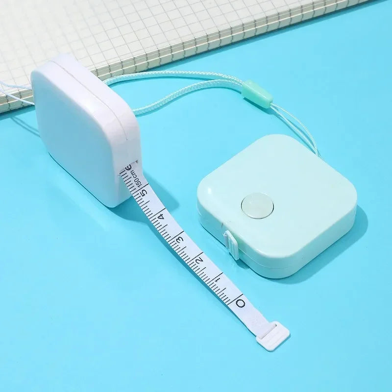 Mini Macaron Tape Measure 1.5m Metric Imperial Keychain Ruler Mini Tape Measure Qme