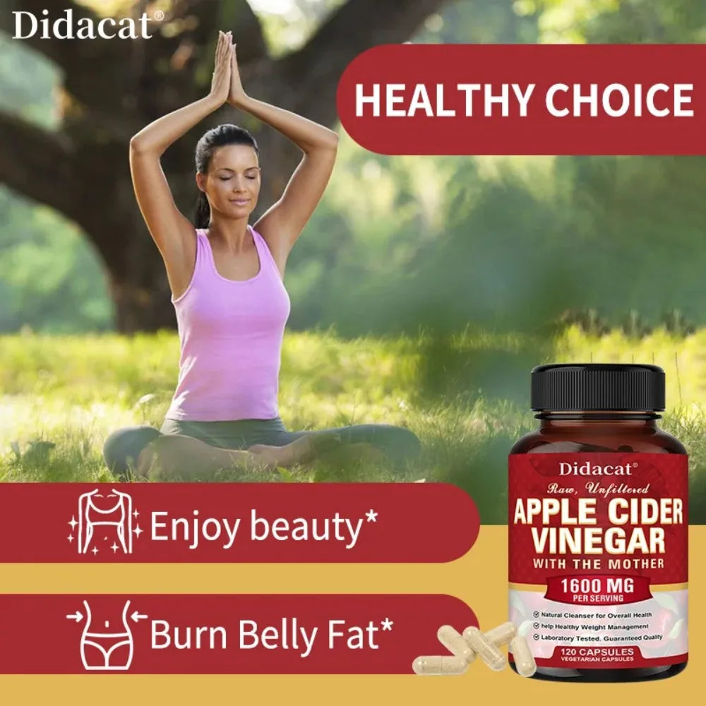 Apple Cider Vinegar Capsules 1600mg – Digestive Support Dietary Supplement Qst