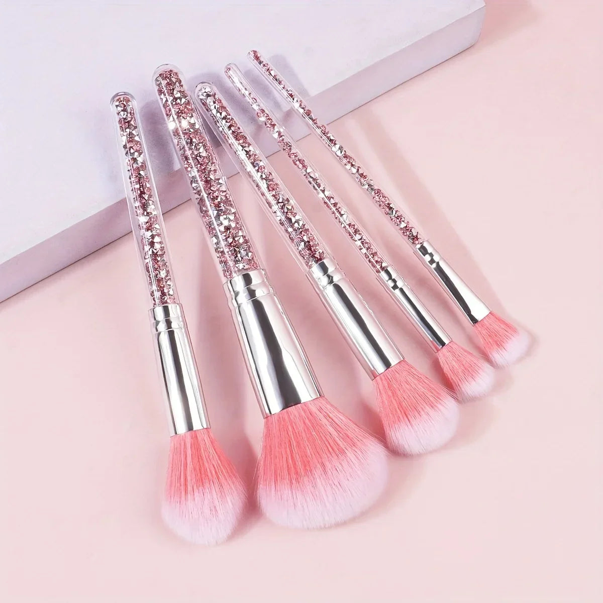 Glitter Rhinestone Handle Makeup Brush Set – Powder & Blush Makeup Brush Set Qme