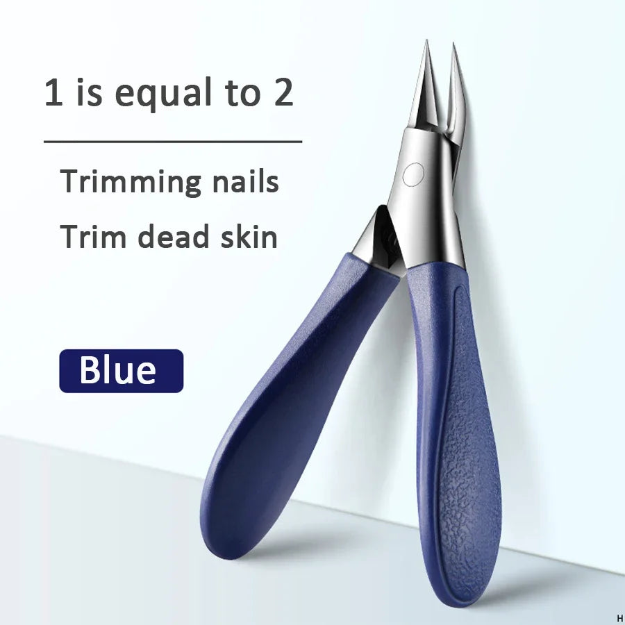 Angled Nail Clippers for Thick Nails – Slant Curved Blade Nail Clippers Qme Blue
