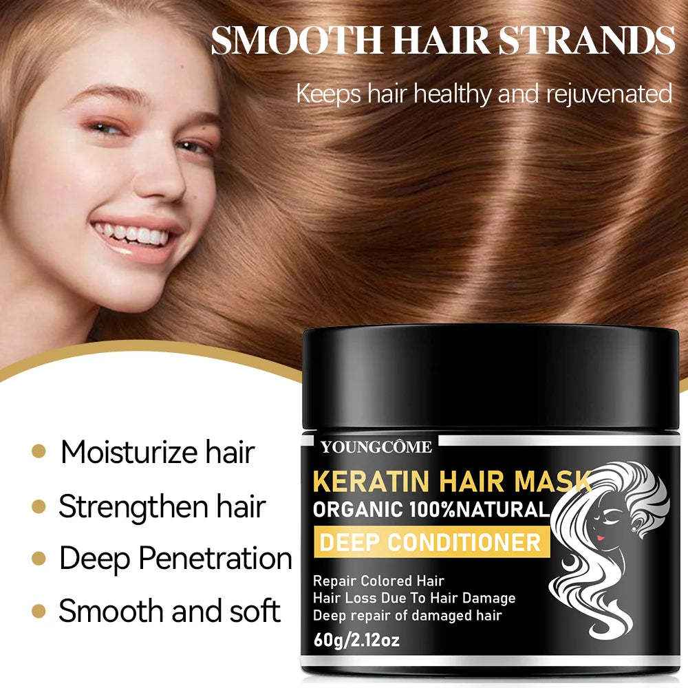 YOUNGCOME Keratin Hair Mask – Smoothing & Frizz Control Treatment Keratin Hair Mask Qst