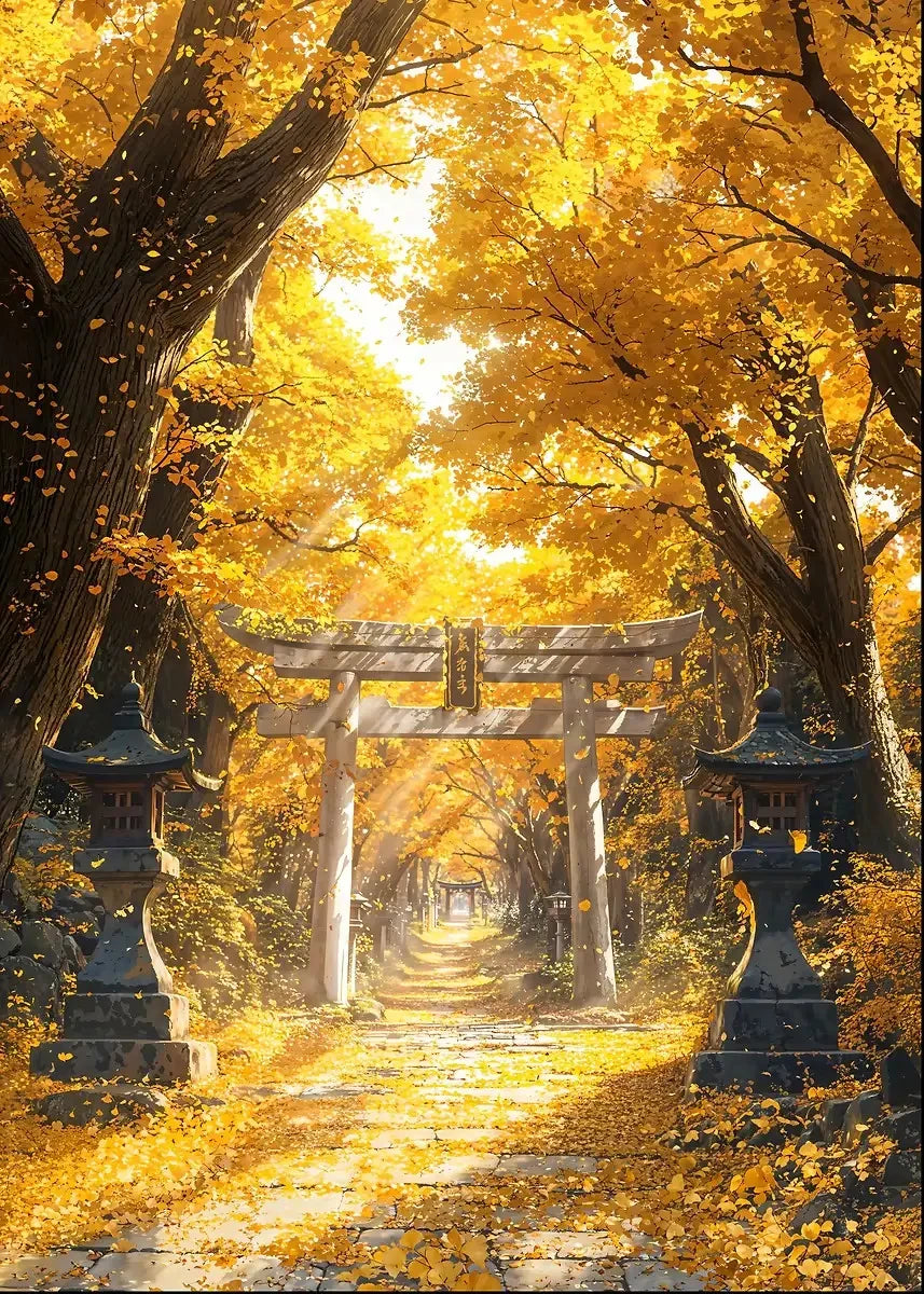 Japanese Shrine Forest Canvas Art Poster | Wall Décor Canvas Wall Art Qst 1 40X60cm No Framed